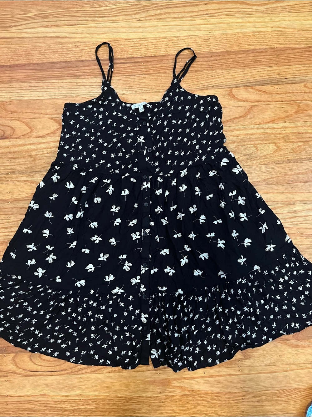 Patrons of Peace Black Floral Button-Front Sundress